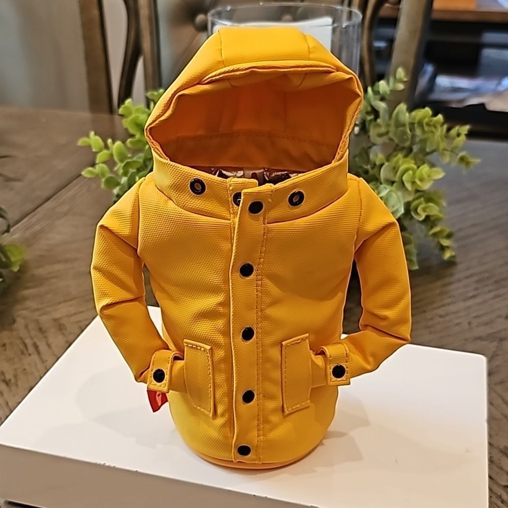 Raincoat jacket insulated drink holder NWOT puffin